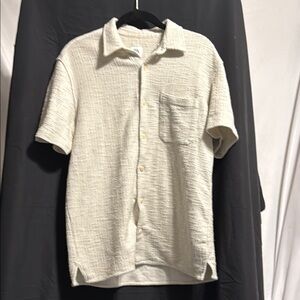 🤎 ZARA Men’s Textured Beige Button-Down Shirt | Size M |
